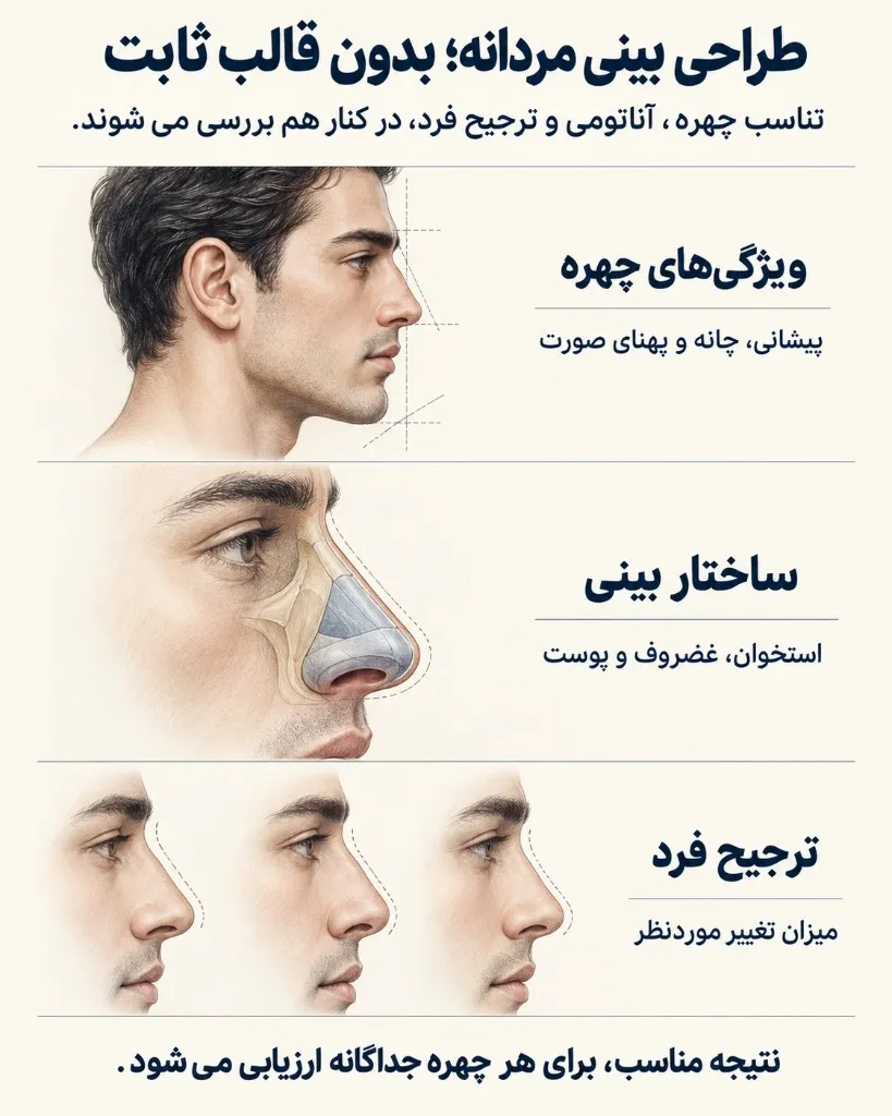 طراحی بینی مردانه بدون قالب ثابت