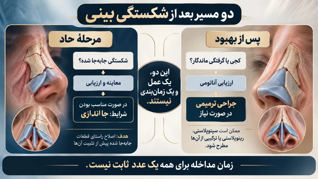 دو مسیر بعد از شکستگی بینی