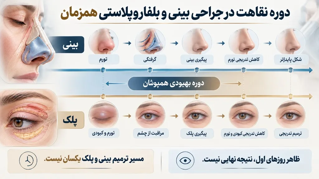 دوره نقاهت در جراحی بینی و بلفاروپلاستی همزمان
