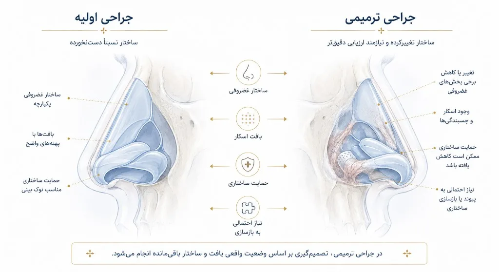 تفاوت عوامل هزینه در جراحی اولیه و ترمیمی بینی